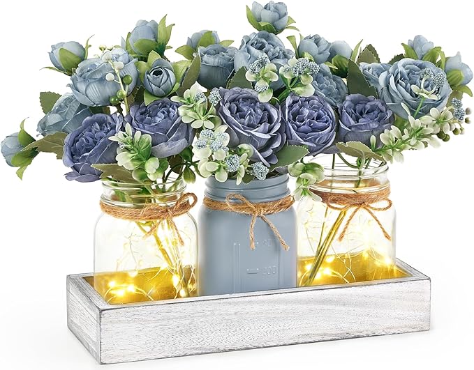 Mkono Mason Jar Lights Centerpiece Table