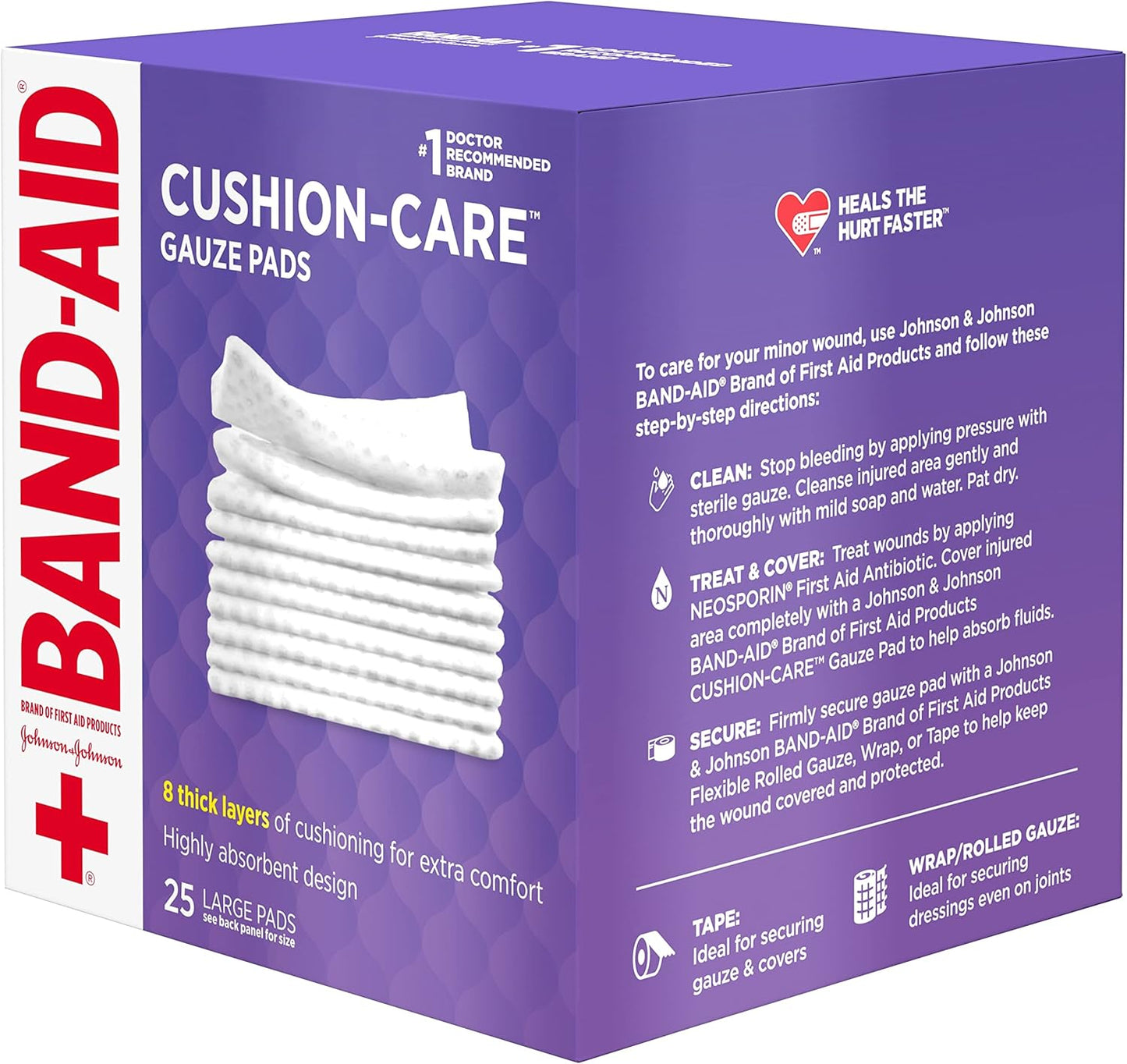Band-Aid Brand Absorbent Cushion Care Sterile Square Gauze Pads