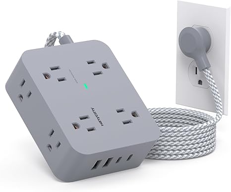 Surge Protector Power Strip - HANYCONY 8 Outlets 4 USB (2 USB C) Charging Ports