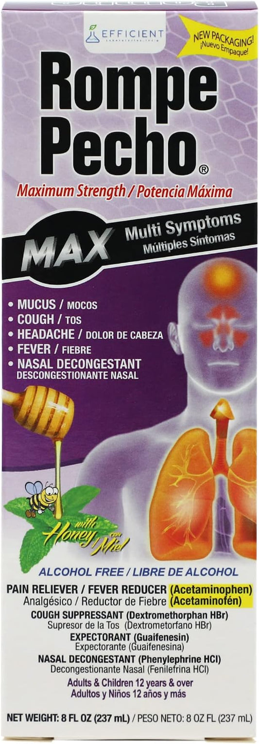 ROMPE PECHO MAX, Multi symptom Severe Cold and Flu Syrup