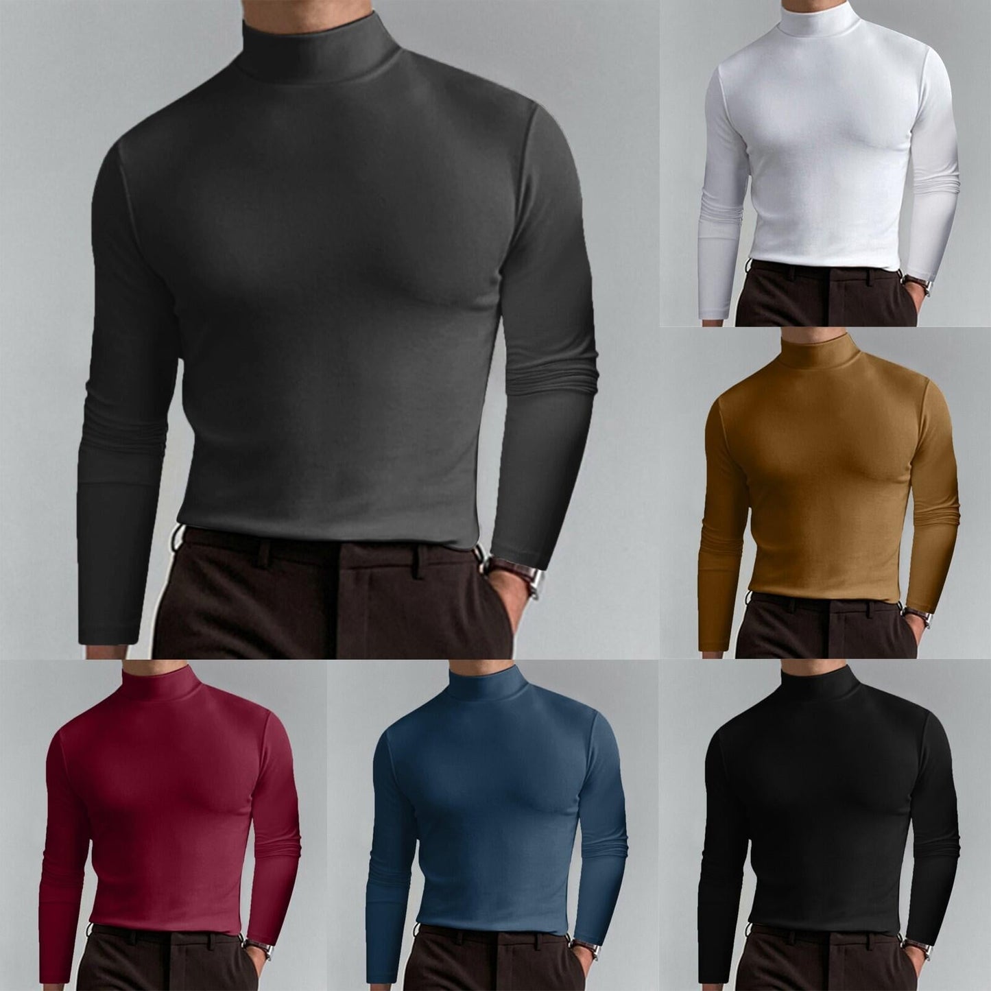 đ 60% OFF NOW! ⨠Men's High Neck Slim Fit T-Shirt - Stretchy & Breathable Fabric, Modern Style for Gym or Casual Wear đââī¸đĻ