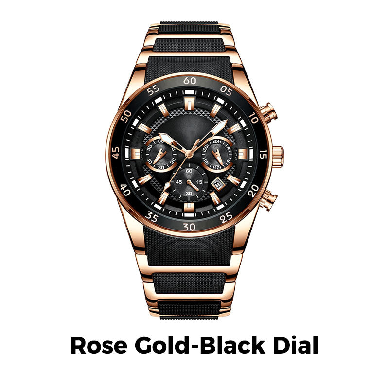 Men's Waterproof Multifunctional Quartz Watch – Stylish & Durable