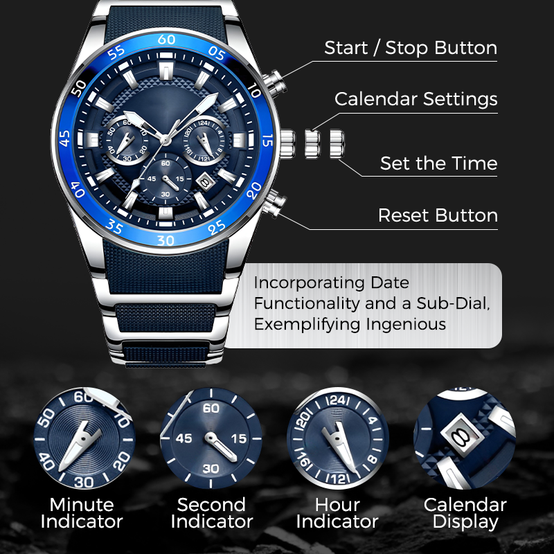 Men's Waterproof Multifunctional Quartz Watch – Stylish & Durable
