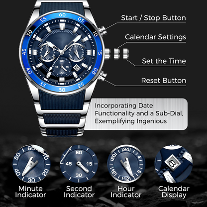 Men's Waterproof Multifunctional Quartz Watch – Stylish & Durable