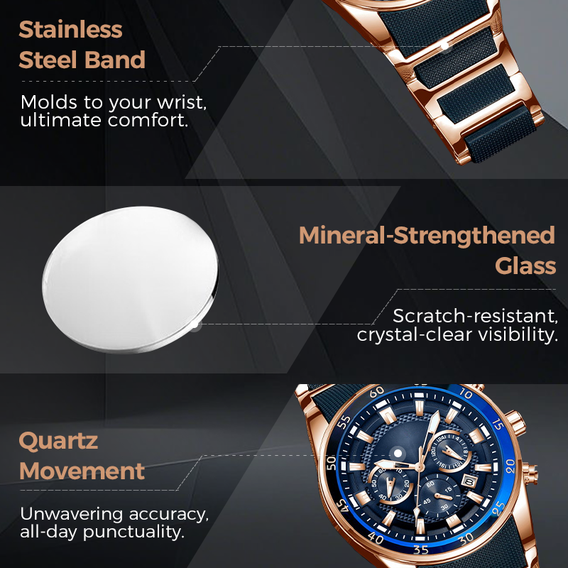 Men's Waterproof Multifunctional Quartz Watch – Stylish & Durable