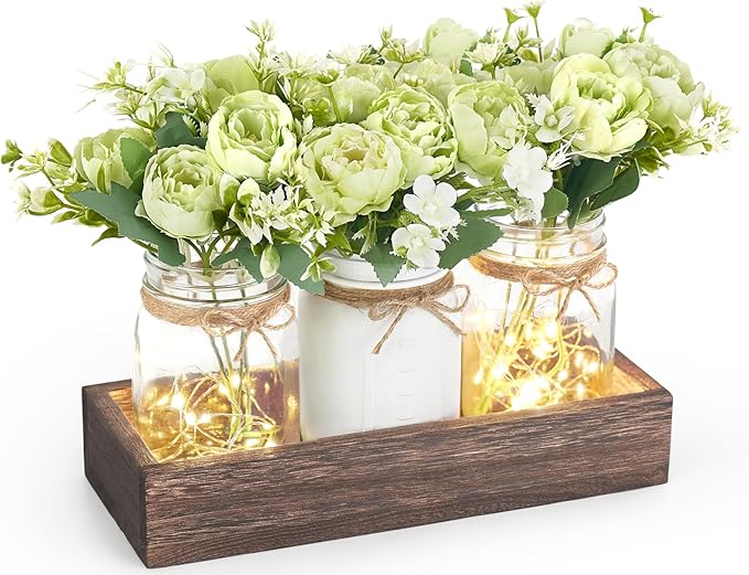 Mkono Mason Jar Lights Centerpiece Table