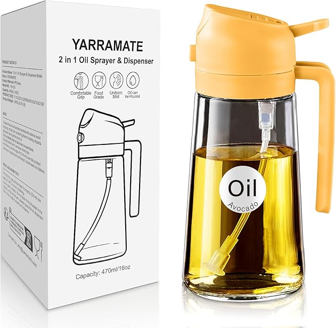 YARRAMATE 16oz/470ml Oil Sprayer for Cooking with Stickers