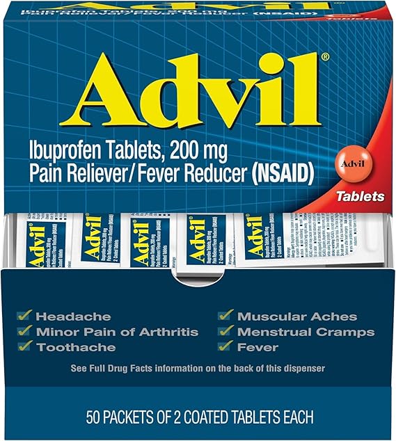 Advil Ibuprofen Tablets, 200 mg Pain Reliever/Fever Reducer (NSAID)