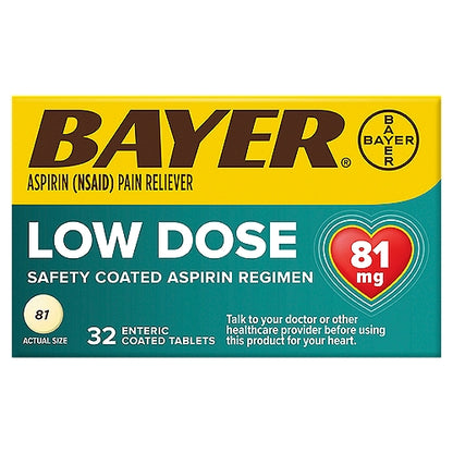 Bayer Aspirin Regimen , 81mg Enteric Coated Tablets, Pain Reliever/Fever Reducer