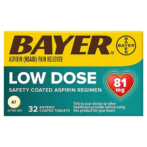 Bayer Aspirin Regimen , 81mg Enteric Coated Tablets, Pain Reliever/Fever Reducer