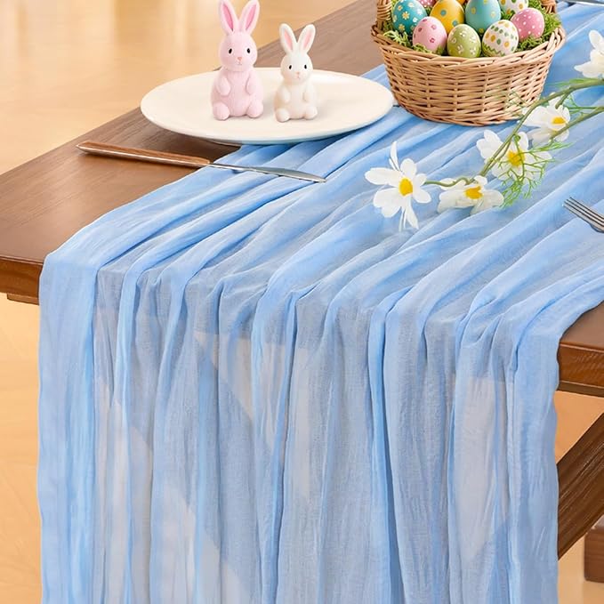 Socomi Pink Cheesecloth Table Runner Easter Spring Boho Rustic Gauze Dusty Pink Farmhouse 120 inch