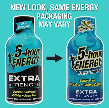 5-hour ENERGY Shots Extra Strength, Blue Raspberry Flavor, 30 Count