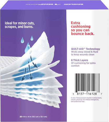 Band-Aid Brand Absorbent Cushion Care Sterile Square Gauze Pads