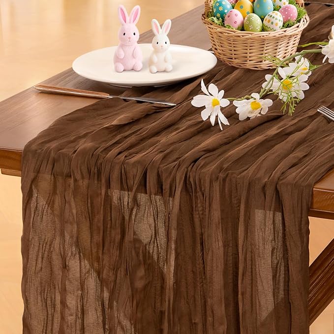 Socomi Pink Cheesecloth Table Runner Easter Spring Boho Rustic Gauze Dusty Pink Farmhouse 120 inch
