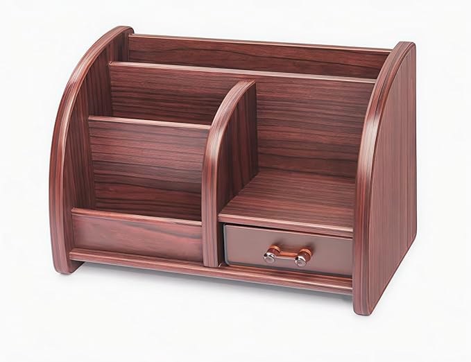 Wooden desktop storage box, office stationery