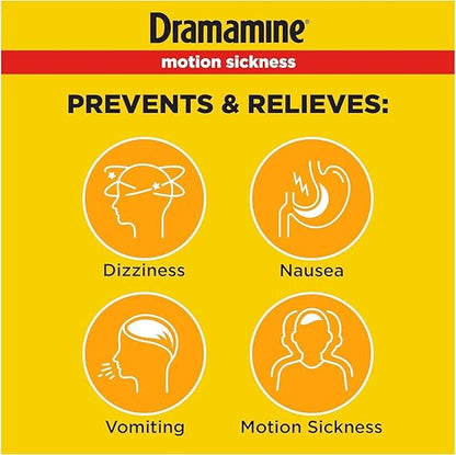 Dramamine Chewable Formula Motion Sickness Relief, 8 Orange Flavored Tablets