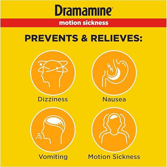 Dramamine Chewable Formula Motion Sickness Relief, 8 Orange Flavored Tablets