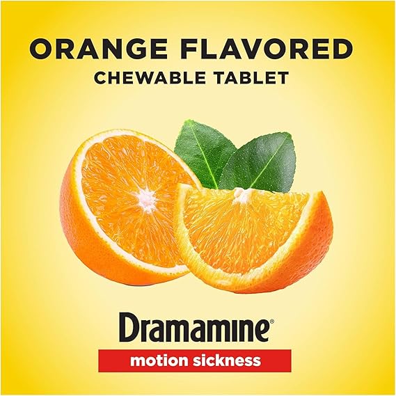 Dramamine Chewable Formula Motion Sickness Relief, 8 Orange Flavored Tablets