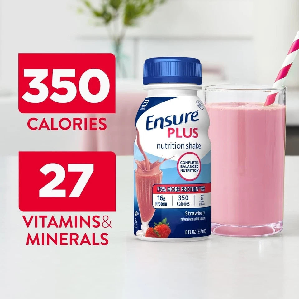 Ensure plus Nutrition Strawberry Shake with 16 Grams of Protein