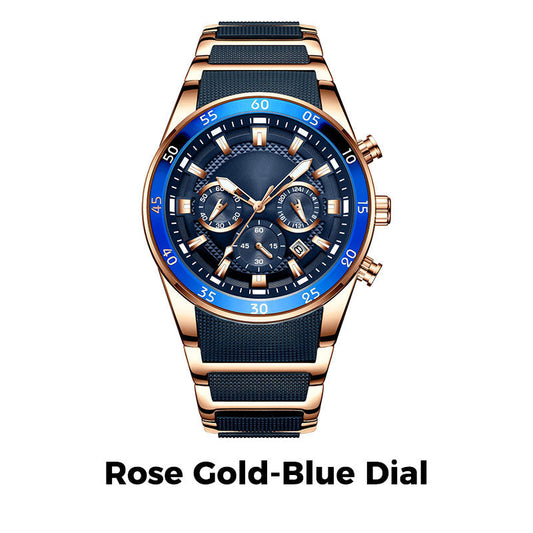 Men's Waterproof Multifunctional Quartz Watch – Stylish & Durable