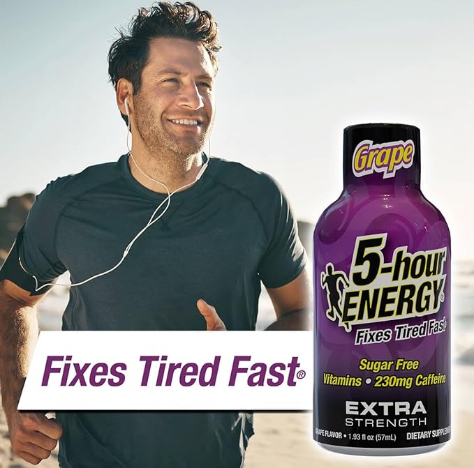 5-hour ENERGY Extra Strength Grape Energy Shot 1.93oz, 20-Pack – Sugar Free Caffeine Energy Booster with B-Vitamins & Amino Acids – Zero Calorie