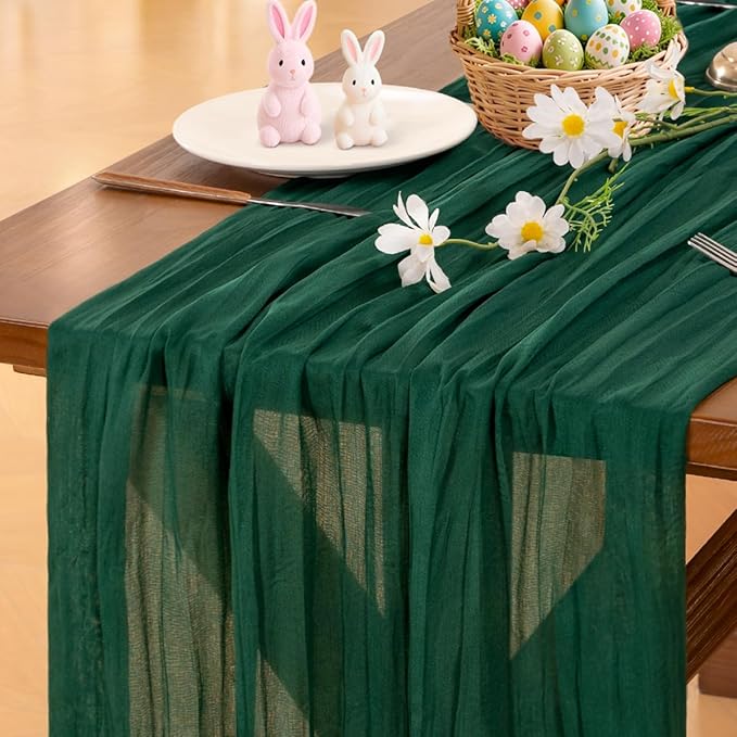 Socomi Pink Cheesecloth Table Runner Easter Spring Boho Rustic Gauze Dusty Pink Farmhouse 120 inch