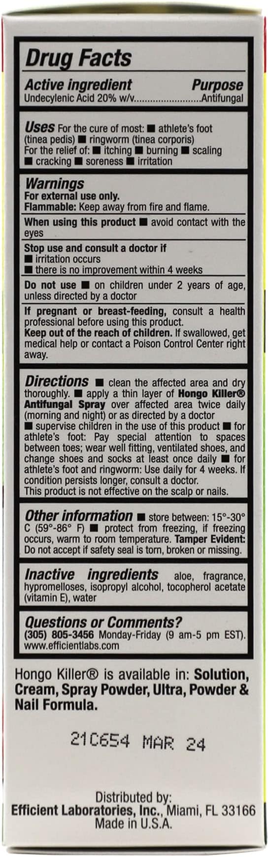 Hongo Killer Antifungal Spray, Athlete's Foot Treatment