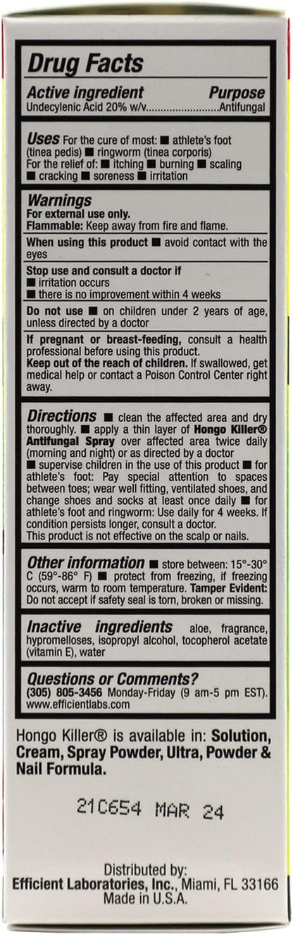 Hongo Killer Antifungal Spray, Athlete's Foot Treatment