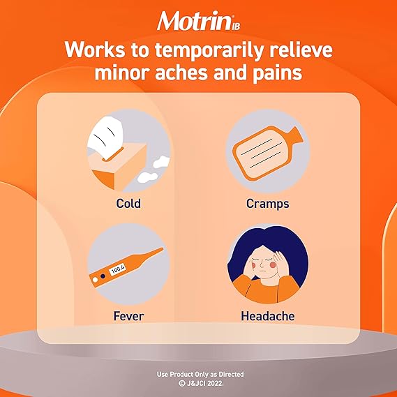Motrin IB Liquid Gels + 200mg Ibuprofen per Capsule, Pain Reliever & Fever Reducer for Adults