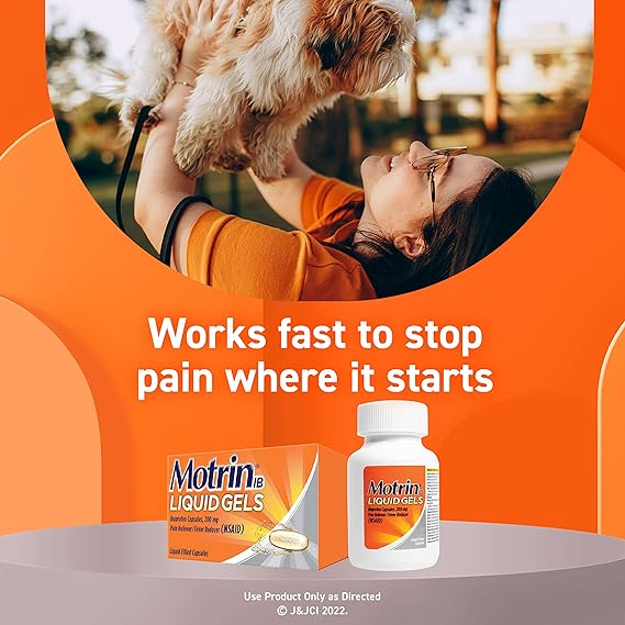 Motrin IB Liquid Gels + 200mg Ibuprofen per Capsule, Pain Reliever & Fever Reducer for Adults