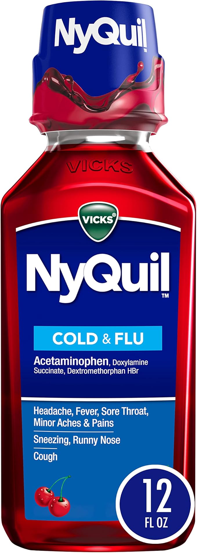 Vicks NyQuil Cherry Cold and Flu Relief Liquid Medicine