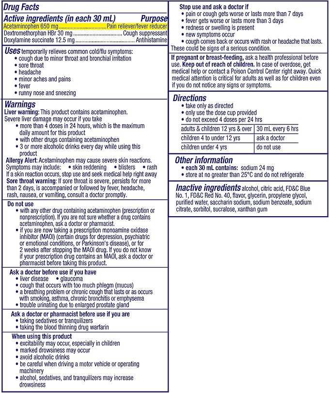 Vicks NyQuil Cherry Cold and Flu Relief Liquid Medicine