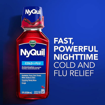 Vicks NyQuil Cherry Cold and Flu Relief Liquid Medicine