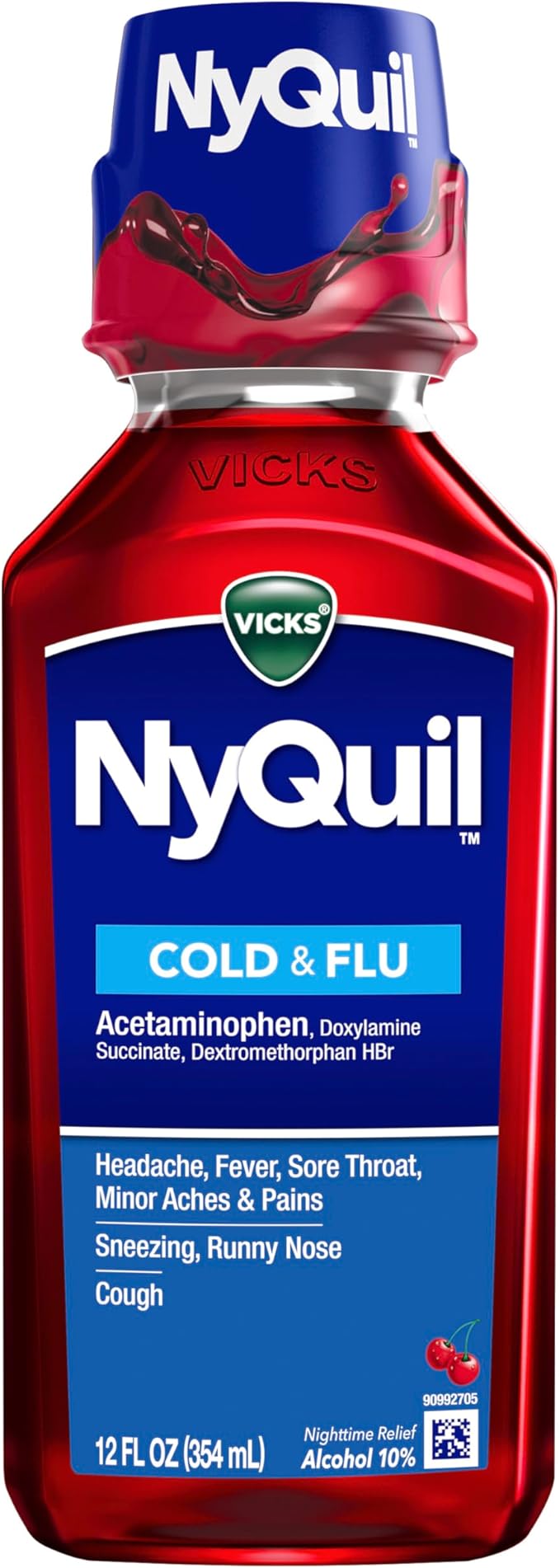 Vicks NyQuil Cherry Cold and Flu Relief Liquid Medicine