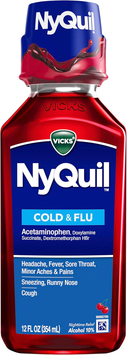 Vicks NyQuil Cherry Cold and Flu Relief Liquid Medicine
