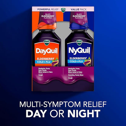 VICKS DayQuil & NyQuil Elderberry Flavor Cold & Flu Liquid Medicine