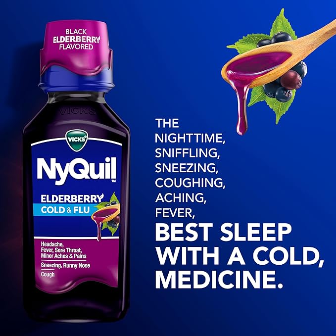 VICKS DayQuil & NyQuil Elderberry Flavor Cold & Flu Liquid Medicine