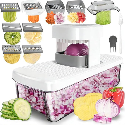 Vegetable Chopper Mandoline Slicer 8-in-1 with Container