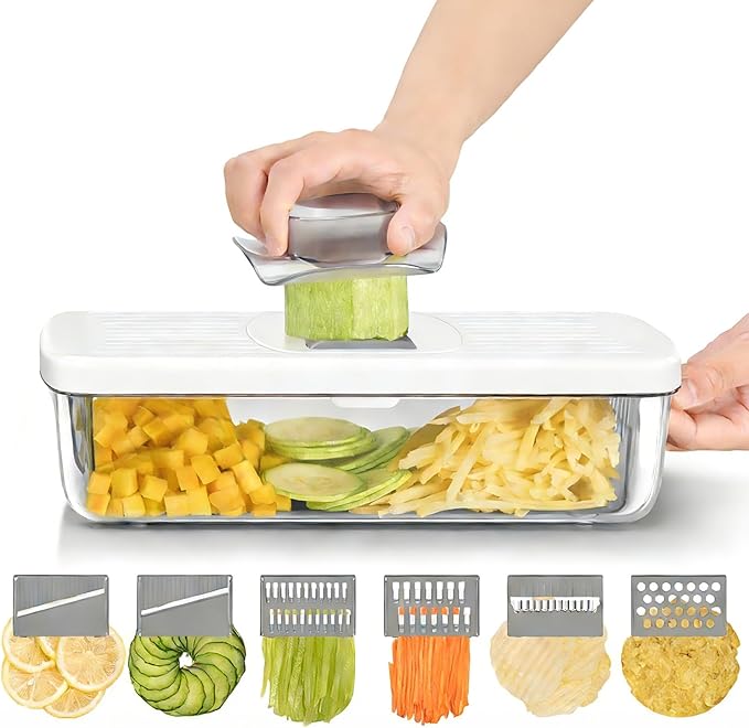 Vegetable Chopper Mandoline Slicer 8-in-1 with Container