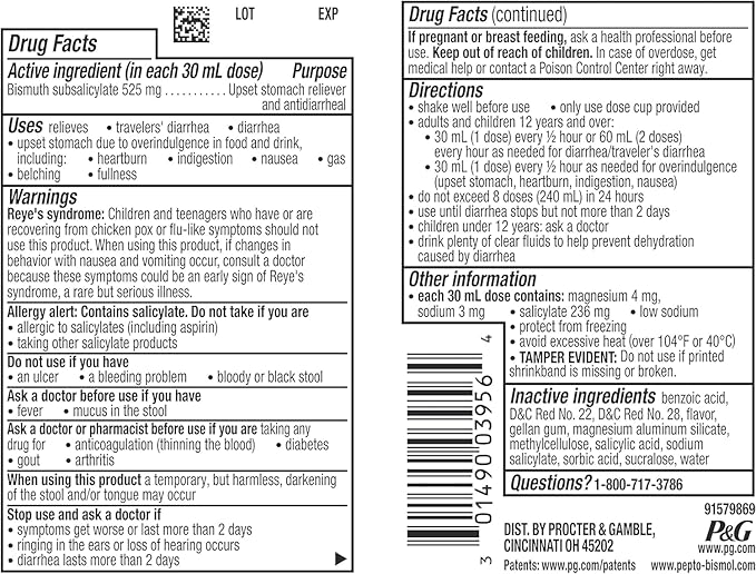 Pepto Bismol Liquid for Nausea, Heartburn, Indigestion