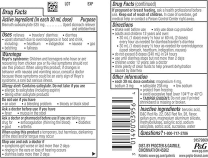 Pepto Bismol Liquid for Nausea, Heartburn, Indigestion