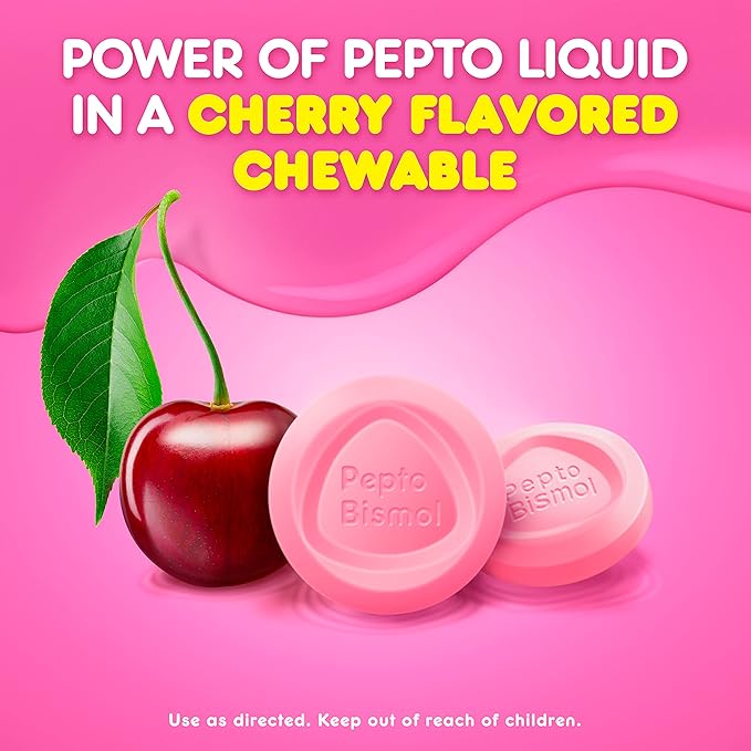 Pepto Bismol Cherry Chewable Tablets, Upset Stomach Relief