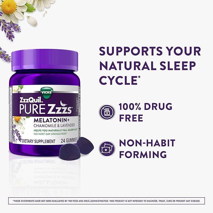 ZzzQuil PURE Zzzs Melatonin Gummies, Sleep Aid