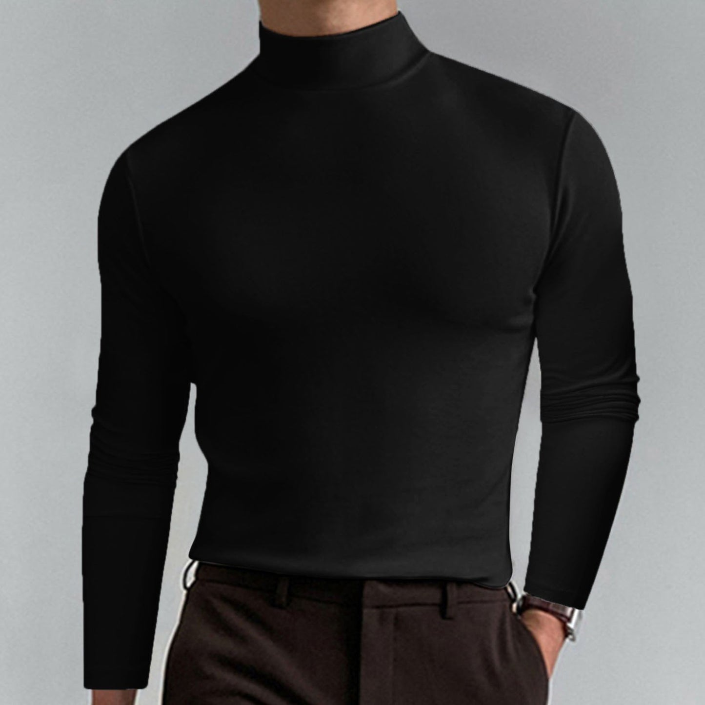 👕 60% OFF NOW! ✨ Men's High Neck Slim Fit T-Shirt - Stretchy & Breathable Fabric, Modern Style for Gym or Casual Wear 🏃‍♂️📦