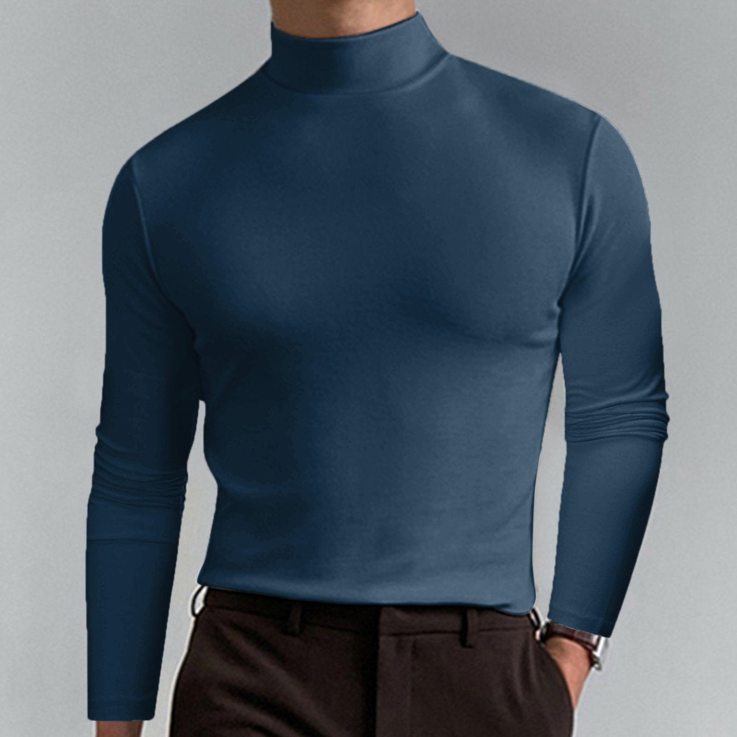 👕 60% OFF NOW! ✨ Men's High Neck Slim Fit T-Shirt - Stretchy & Breathable Fabric, Modern Style for Gym or Casual Wear 🏃‍♂️📦