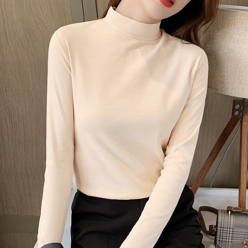 🔥Limited stock available 60% OFF🔥Women's Comfortable Solid Color Half High Neck Long Sleeve Top
