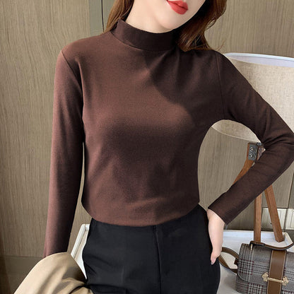 🔥Limited stock available 60% OFF🔥Women's Comfortable Solid Color Half High Neck Long Sleeve Top