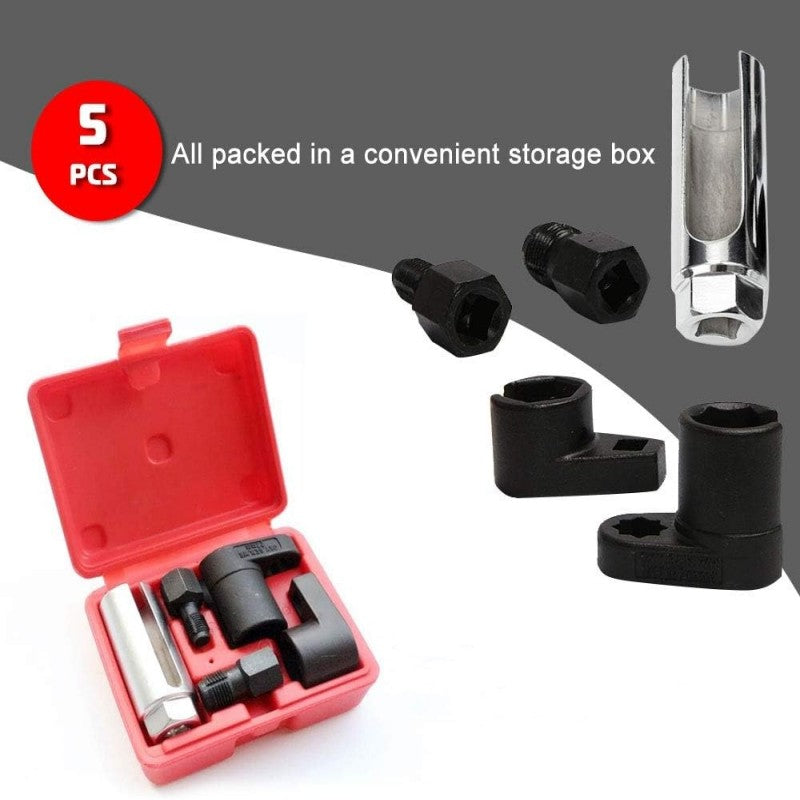 🔧Automotive O2 Sensor Offset Socket & Thread Chaser 5 PCS Set