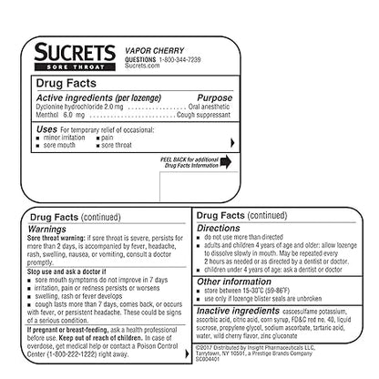Sucrets Sore Throat Lozenges, Wild Cherry Flavor