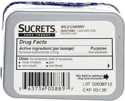 Sucrets Sore Throat Lozenges, Wild Cherry Flavor